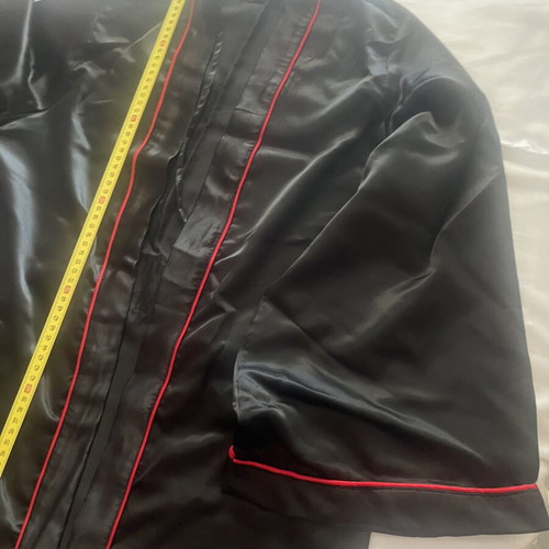 Women's satin robe with belt like new, black and red, size M