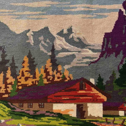 Handmade textile painting frame, 0.63x0.44 m