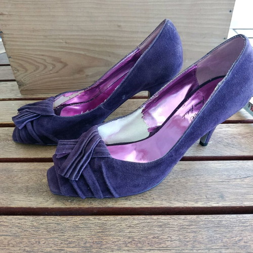 Vintage purple peep-toe heels used, size 39, Kokette