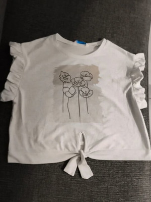 Mayoral short-sleeve shirt for girls 10 years like new, beige and gold glitter