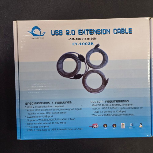 USB 2.0 Active Extension Cable 10m FY-1003K New Sealed