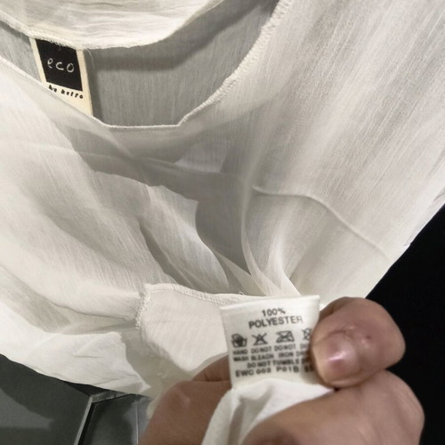 White semi-transparent short-sleeve blouse Eco like new, size L