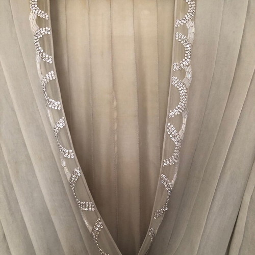 Vintage muslin dress with bead and rhinestone embroidery used