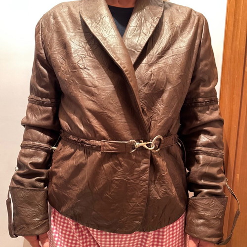 Rebecca Blu leather coat with detachable collar like new, brown, size M