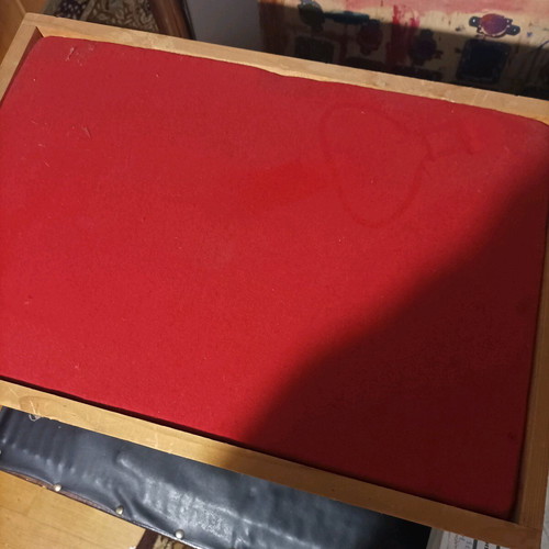 Notice board like new with red felt and frame