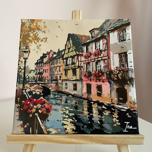 Handmade acrylic painting Colmar Charms on canvas, brand new