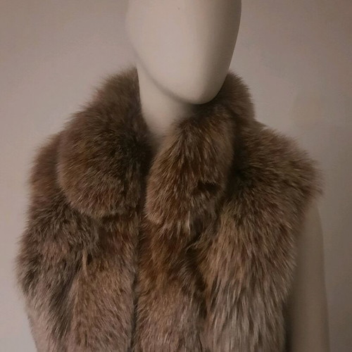 Vest of natural fur used, size M, beige and brown