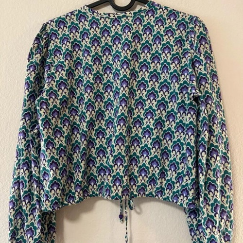 Zara cotton shirt blouse Small like new, multicolored green