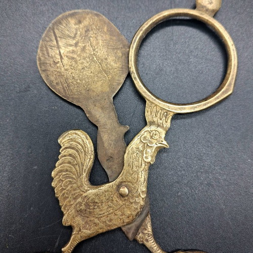 Figural Rooster Bronze Scissors used, premium cigar and egg cutter