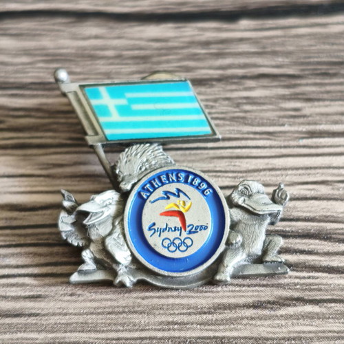 Sydney 2000 Olympic Pin used with Athens 1896 mascots and Greek flag