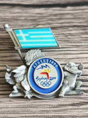 Sydney 2000 Olympic Pin used with Athens 1896 mascots and Greek flag