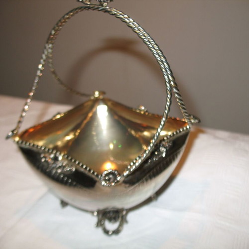 Silver-plated fondue pot like new, height 17 cm