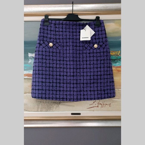 SANDRO tweed mini skirt new, size 40 FR, purple
