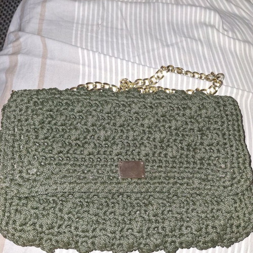 Handmade khaki bag with chain new
