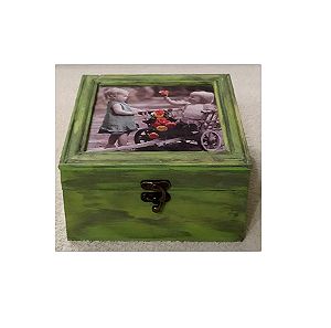Ξύλινο κουτί αποθήκευσης μπιζουτιέρα με εικόνα