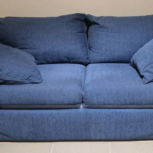 Two-seater sofa bed, blue