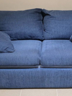 Two-seater sofa bed, blue