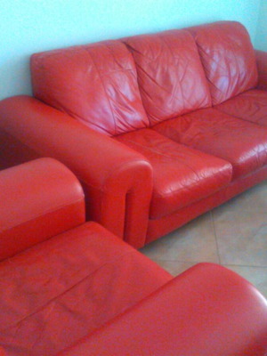 Leather sofas used three-seater and two-seater Italian design