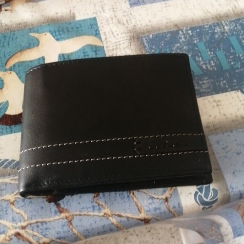 Lavor leather men's wallet new, black with box