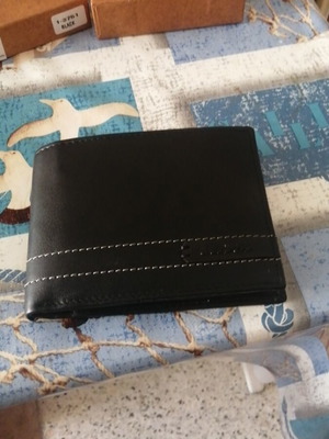 Lavor leather men's wallet new, black with box