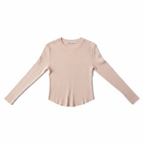 Zara Rib Top Beige Size S Like New