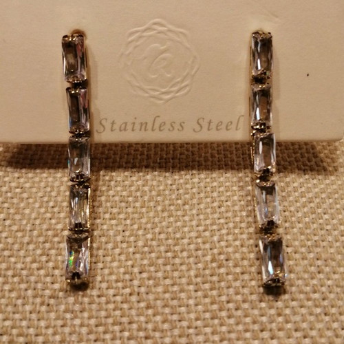 Earrings new with light gray stones