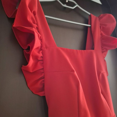Brigitte jumpsuit with open back, red, size S