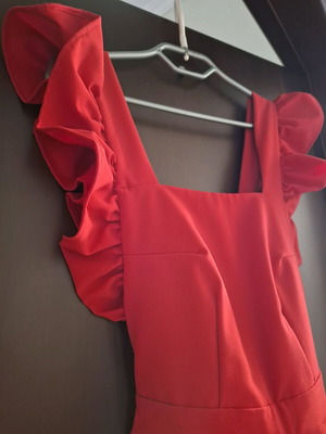 Brigitte jumpsuit with open back, red, size S