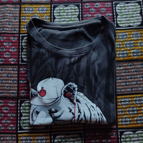 Cropp Bear with Headphones graphic T-shirt, black and grey