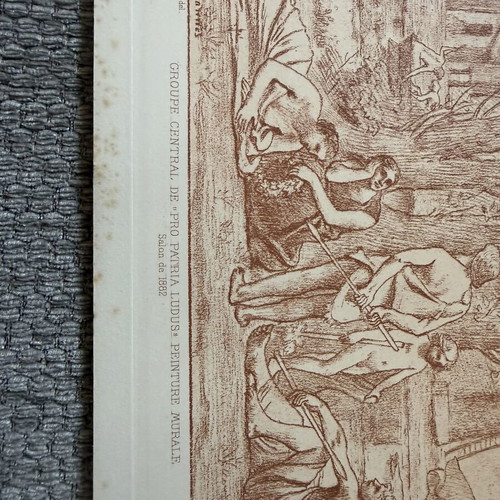 Engraving used, old authentic, 19 x 28 cm