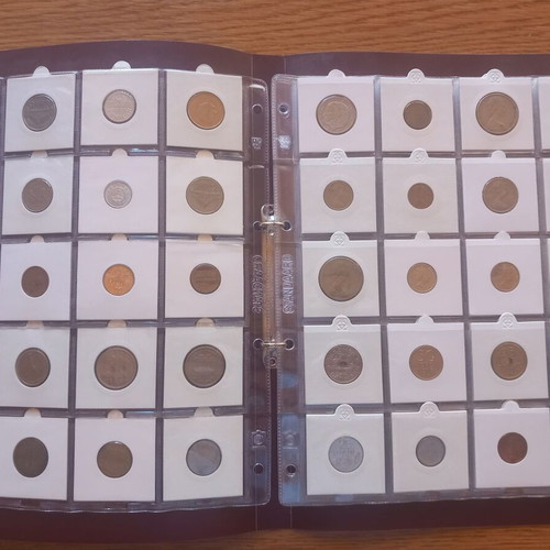 World coin lot used, 100 different coins in soft album