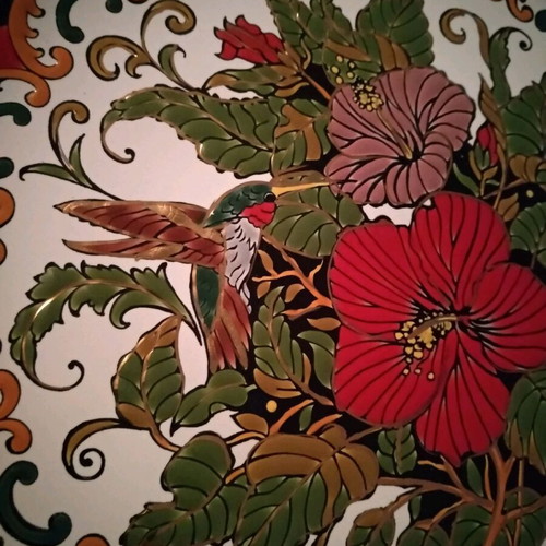 Handmade Rhodian decorative plate 24 k flowers, new