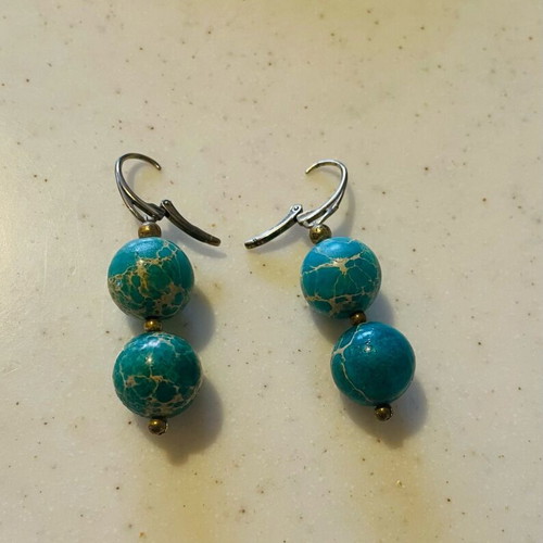 Loisir earrings with turquoise stones like new, summer style