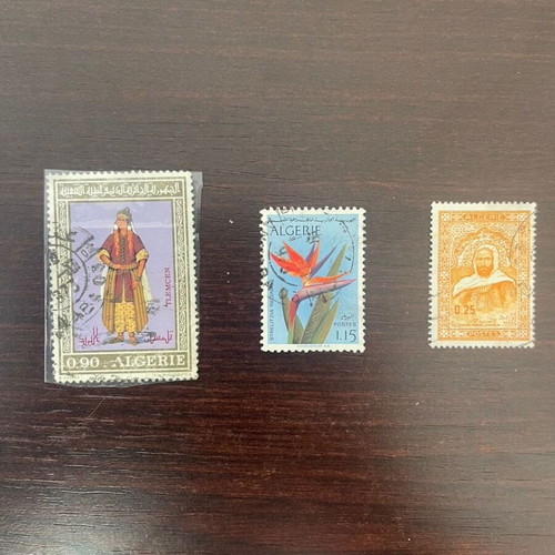 Stamps used Algeria 2 pcs and Malaysia 3 pcs collectible
