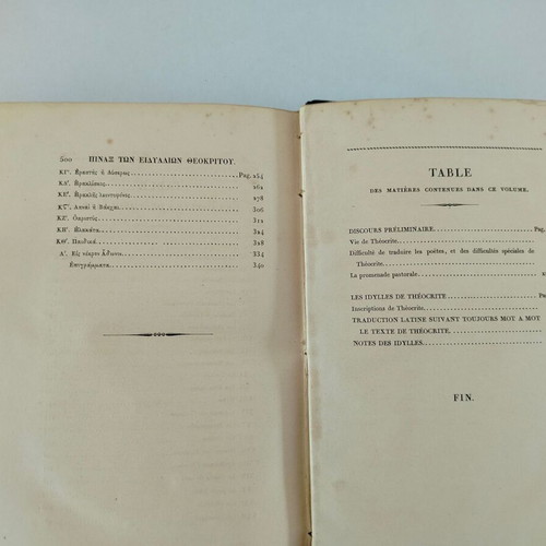 Les Idylles De Theocrite Bilingual Greek-French Book used 1833