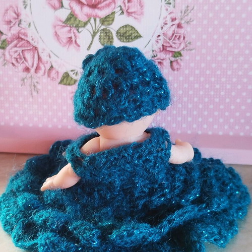 Doll with handmade dress and hat new