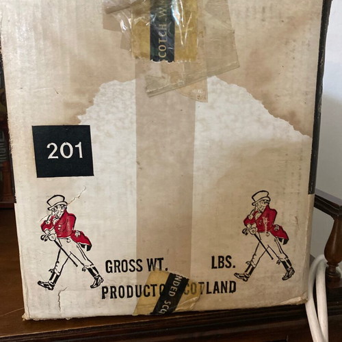 Johnnie Walker Black Label old packaging used, 1970s cardboard box