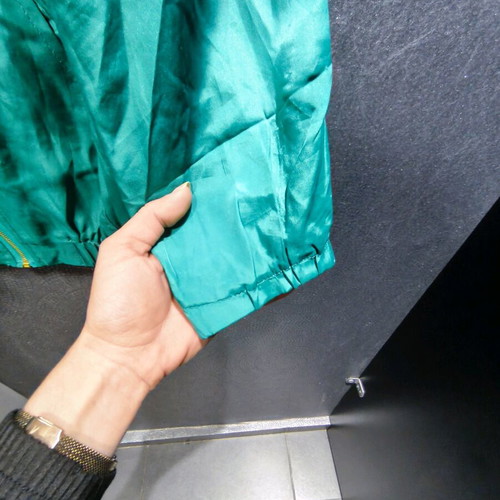 Vintage bomber jacket used, emerald green with puffed sleeves