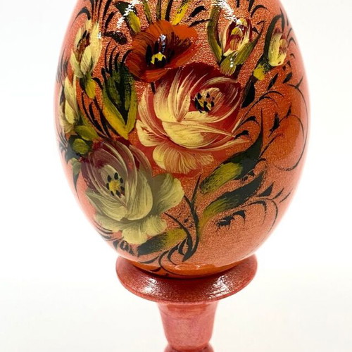 Easter egg "Flowers" new, wooden handmade