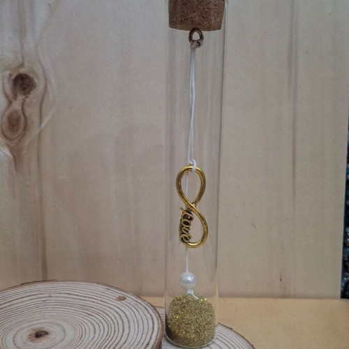 Glass test tube with infinite love decoration