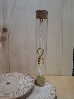Glass test tube with infinite love decoration