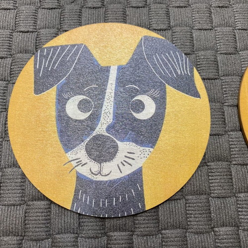 Wooden coasters set of 6 with dog designs new