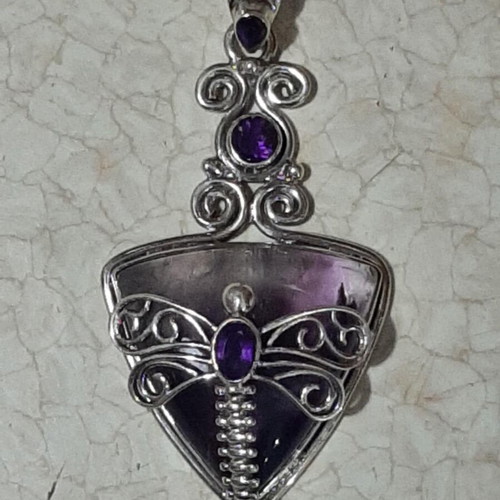 Dragonfly pendant 925 with auralite 32 and amethyst, new
