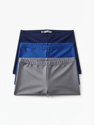 A-Style sports shorts set of 3 like new, gray, blue, navy