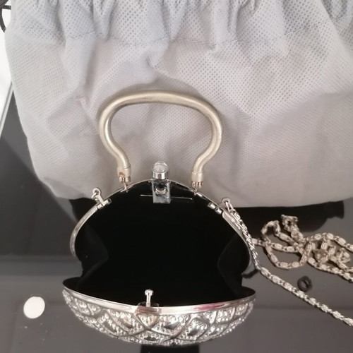 Sofronas Silver Crossbody Bag New with Velvet Lining and Case