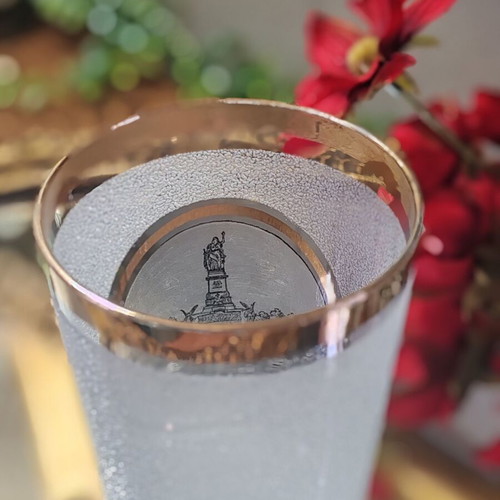 Niederwalddenkmal vintage German ice glass with gold rim