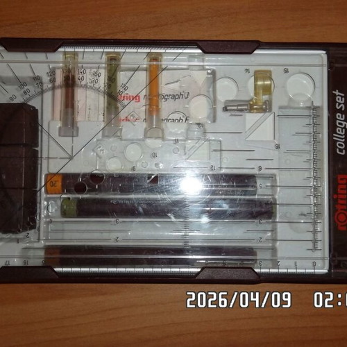 Rotring College Set with 3 New Rapidograph Pens 0.2 0.3 0.5