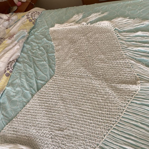 Handmade shawl with silver thread, like new, floral pattern