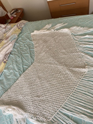 Handmade shawl with silver thread, like new, floral pattern