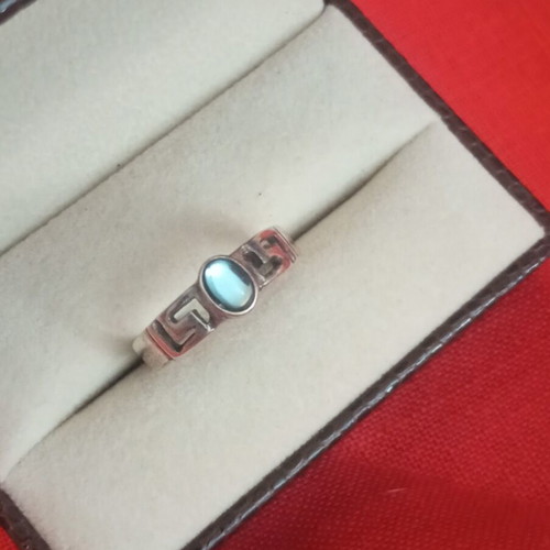Silver 925 ring with blue zircon stone, used, size 56
